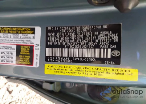 2011 Toyota Camry Xle V6 from USA, damaged, VIN 4T1BK3EK9BU621307